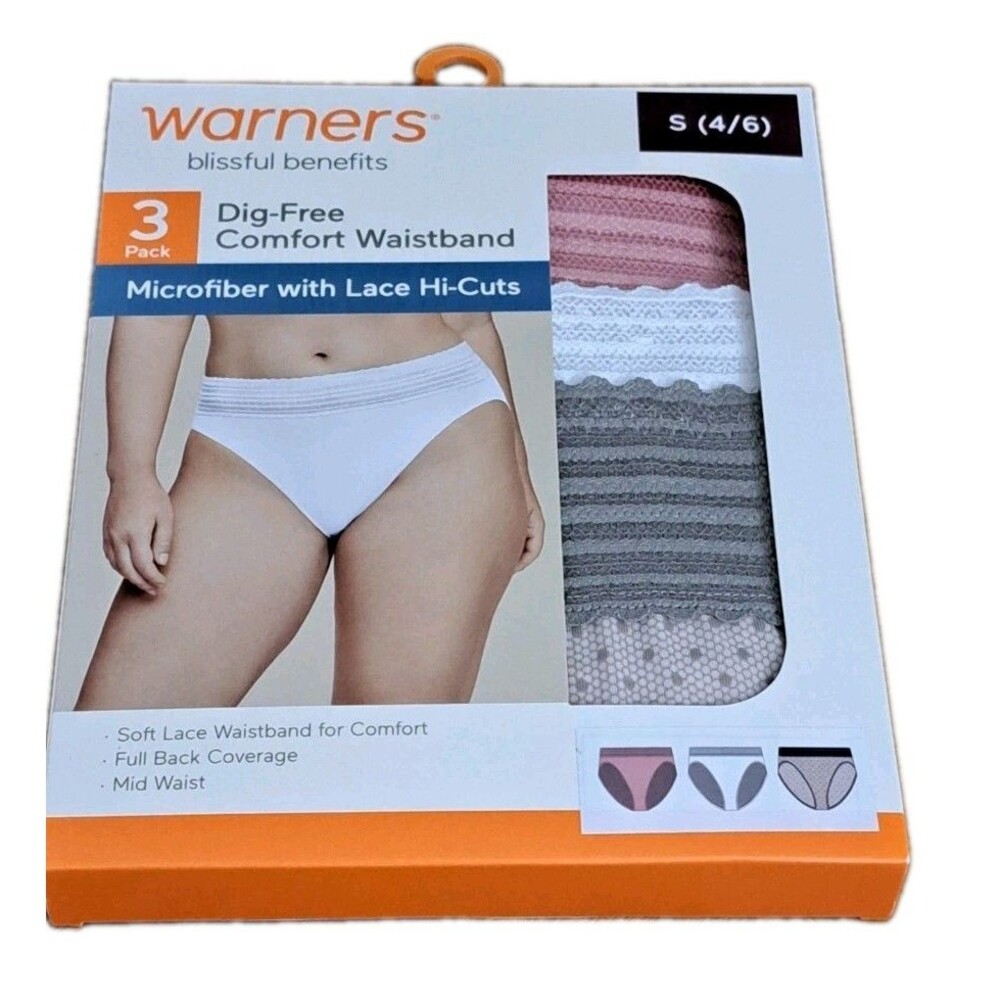 Warners 3 Pack Blissful Benefits Dig Free Comfort Waistband S(4/6) NWT